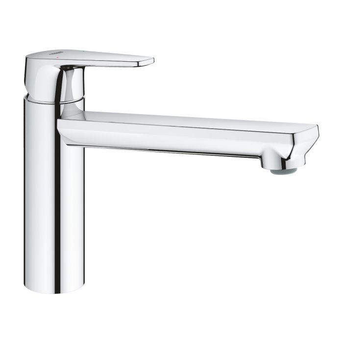 Bateria zlewozmywakowa stojąca GROHE Bauedge 1-uchwytowa 1-otworowa mosiężna chrom z obrotową wylewką | 31693000