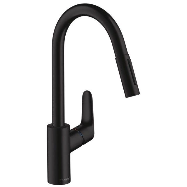 Bateria zlewozmywakowa HANSGROHE Focus 240 1-uchwytowa 1-otworowa czarna matowa z wyciąganą wylewką | 31815670