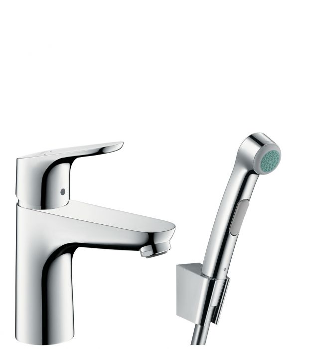 Bateria umywalkowa HANSGROHE Focus 100 1-uchwytowa chrom z główką Bidette z uchwytem Porter | 31927000