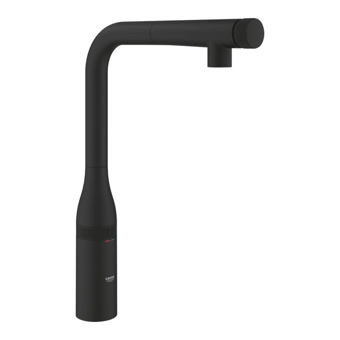 Bateria zlewozmywakowa stojąca elektroniczna GROHE Essence SmartControl 1-otworowa phantom black z obrotową i wyciaganą wylewką | 31928KF0