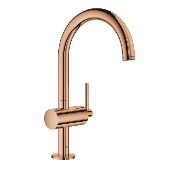 Bateria umywalkowa stojąca GROHE Atrio 1-uchwytowa 1-otworowa warm sunset z obrotową wylewką | 32042DA3