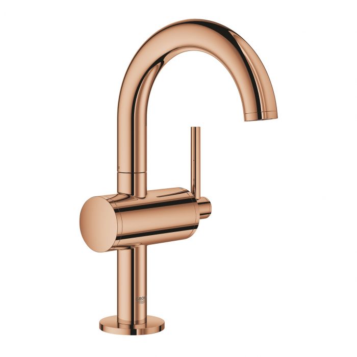 Bateria umywalkowa stojąca GROHE Atrio 1-uchwytowa 1-otworowa mosiężna DN 15 warm sunset z obrotową wylewką z giętkimi wężami przyłączeniowymi  | 32043DA3