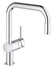 Minta bateria zlewozmywakowa stojąca 1-uchwytowa 1-otworowa z wyciąganą obrotową wylewką U 360° Long-Life Shine, SilkMove głowica ceramiczna 46 mm mosiężna zasięg wylewki 223 mm DN 15 chrom