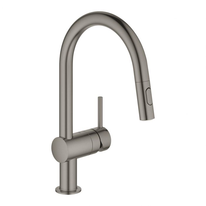 Bateria kuchenna stojąca stojąca GROHE Minta 1-uchwytowa 1-otworowa mosiężna 1/2" brushed hard graphite z obrotową wylewką 360° | 32321AL2