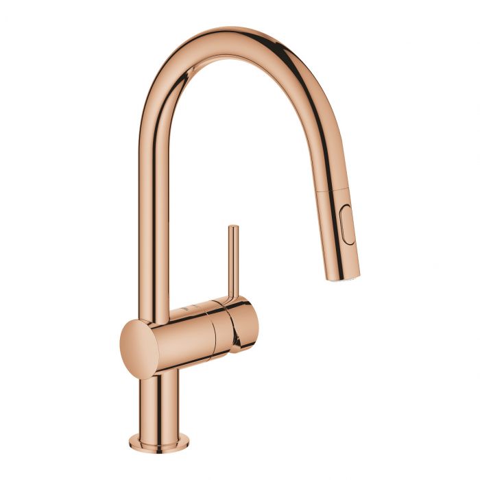 Bateria kuchenna stojąca stojąca GROHE Minta 1-uchwytowa 1-otworowa DN 15 warm sunset z obrotową, wyciąganą wylewką  | 32321DA2