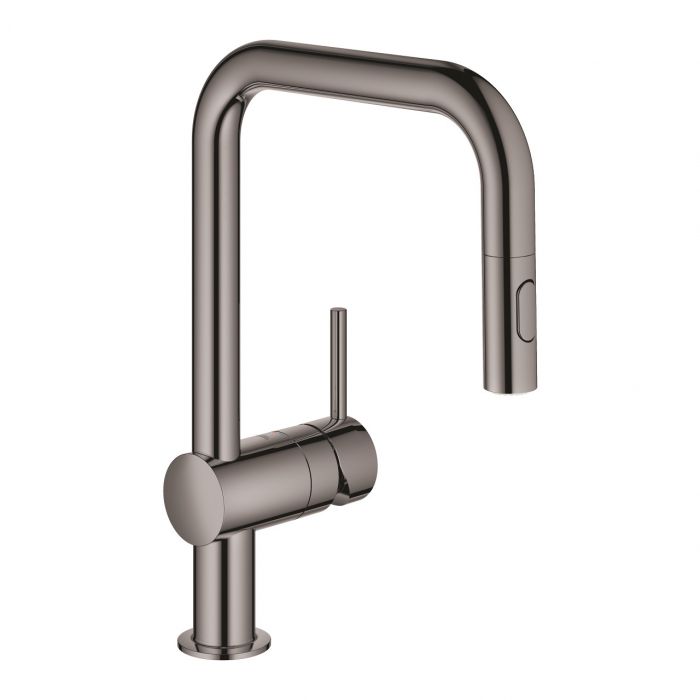 Bateria kuchenna stojąca GROHE Minta 1-uchwytowa 1-otworowa DN 15 hard graphite z wyciąganą obrotową wylewką U | 32322A02
