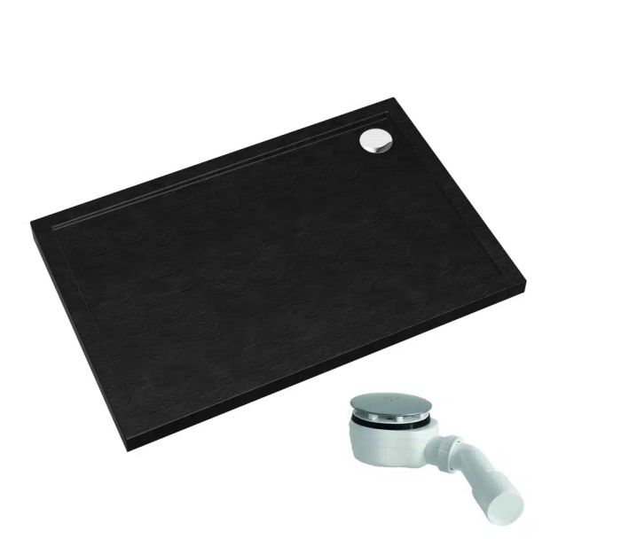 Brodzik prostokątny 90 x 100 SCHEDPOL Caspar New Black Stone | 32345CST