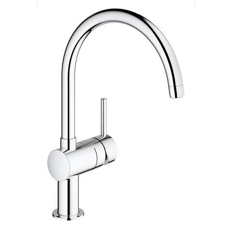 Minta bateria zlewozmywakowa stojąca 1-uchwytowa 1-otworowa z obrotową wylewką C SilkMove głowica ceramiczna 46 mm, Long-Life Shine mosiężna zasięg wylewki 223 mm DN 15 chrom