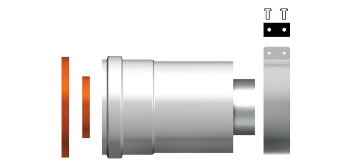 Końcówka wylotu ponad dach z adapterem pionowym DN 60/100 - DN 80/125 DN 80/125 1.15 m