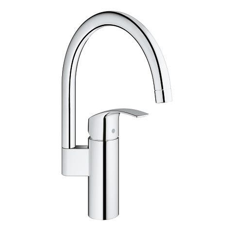Eurosmart bateria zlewozmywakowa stojąca 1-uchwytowa 1-otworowa z obrotową wylewką Long-Life Shine, SilkMove mosiężna zasięg wylewki 182 mm DN 15 chrom