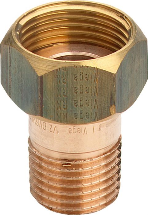 Dwuzłączka przyłączeniowa gwintowana z brązu z wielokątem uszczelnienie płaskie GZ x GW 3/8" x 1/2" 3335