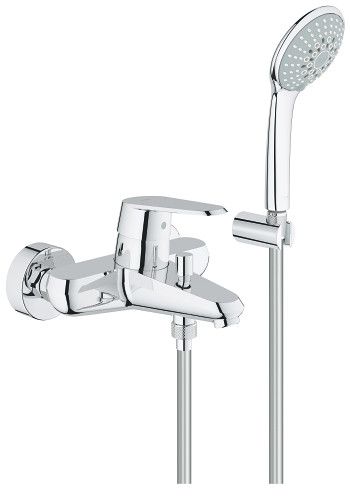 Bateria wannowa ścienna GROHE Eurodisc Cosmopolitan 1-uchwytowa 2-otworowa mosiężna chrom | 33395002