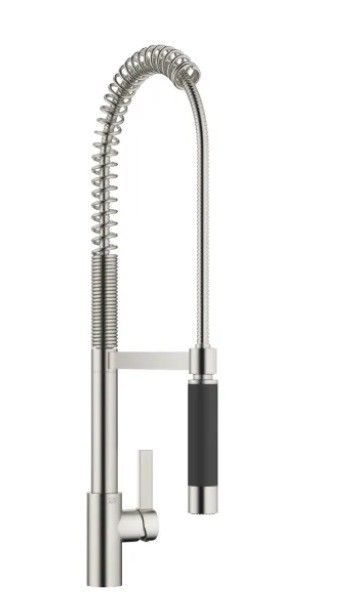 Bateria kuchenna stojąca DORN BRACHT TARA ULTRA 1-uchwytowa 1-otworowa mosiężna Brushed Platinum z obrotową wylewką 360° | 3386087506