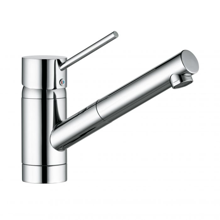 SCOPE bateria kuchenna jednootworowa, jednouchwytowa wysokość: 177 mm zasięg wylewki: 197 mm DN 10 chrom wyciągana, obrotowa wylewka
