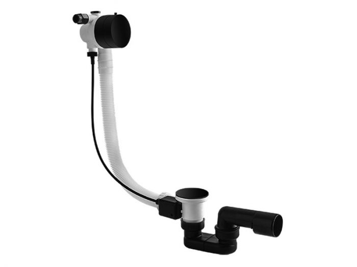 Przelew wannowy z korkiem automatycznym VEDO Minimalista II 60 czarny mat z funkcja napełniania wanny przez przelew BATH FILLER | 346M60CZ