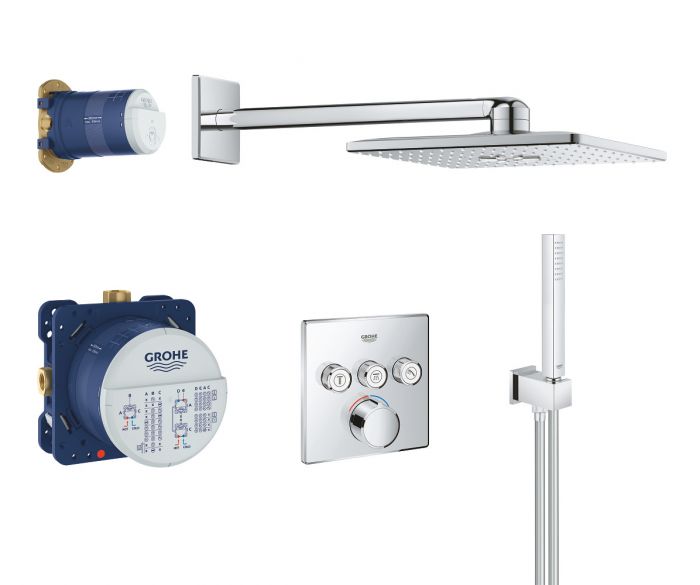 Zestaw prysznicowy podtynkowy GROHE SmartControl ramię prysznicowe 400 mm,wąż prysznicowy 1500 mm chrom  | 34712000