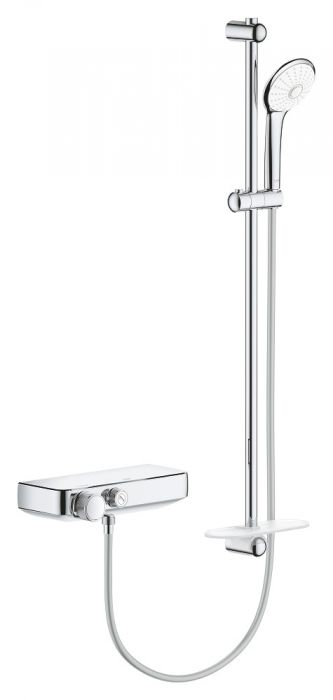 Bateria prysznicowa termostatyczna GROHE Grohtherm SmartControl DN 15 chrom z zestawem prysznicowym Euphoria 110 Massage z drążkiem 900 mm | 34721000