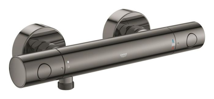 Bateria prysznicowa ścienna z termostatem GROHE Grohtherm 800 Cosmopolitan 2-uchwytowa 2-otworowa DN 15 hard graphite  | 34765A00