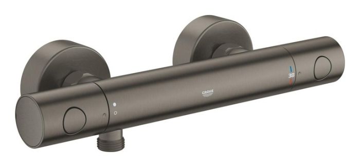 Bateria prysznicowa ścienna z termostatem GROHE Grohtherm 800 Cosmopolitan 2-uchwytowa 2-otworowa DN 15 brushed hard graphite  | 34765AL0