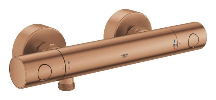 Bateria prysznicowa ścienna z termostatem GROHE Grohtherm 800 Cosmopolitan 2-uchwytowa 2-otworowa DN 15 brushed warm sunset  | 34765DL0