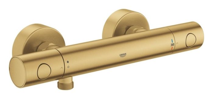 Bateria prysznicowa ścienna z termostatem GROHE Grohtherm 800 Cosmopolitan 2-uchwytowa 2-otworowa DN 15 brushed cool sunrise  | 34765GN0