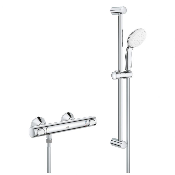 Bateria prysznicowa ścienna termostatyczna GROHE Grohtherm 500 2-uchwytowa 2-otworowa DN 15 chrom | 34796000