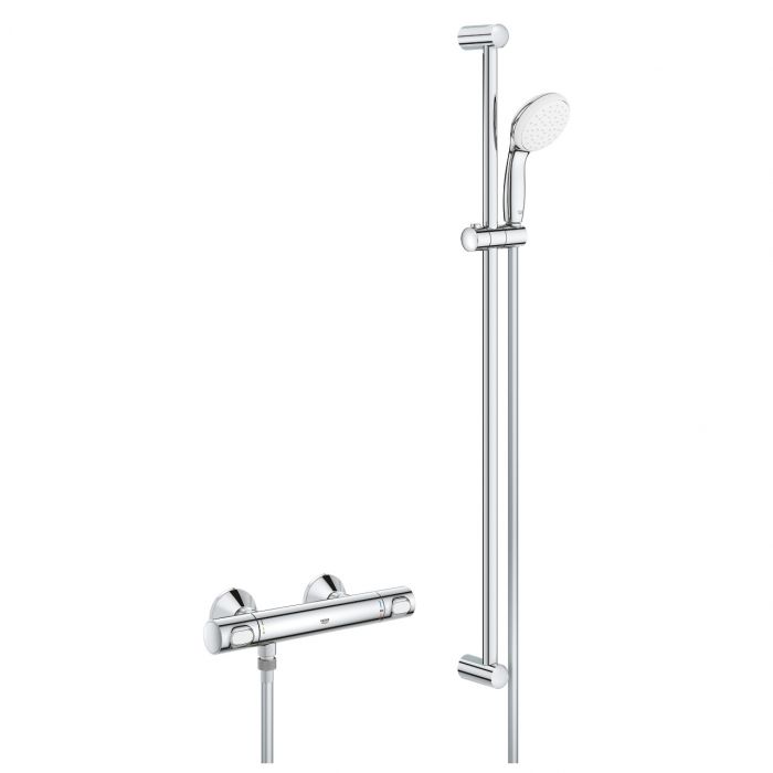 Bateria prysznicowa ścienna termostatyczna GROHE Grohtherm 500 2-uchwytowa 2-otworowa DN 15 chrom | 34797000