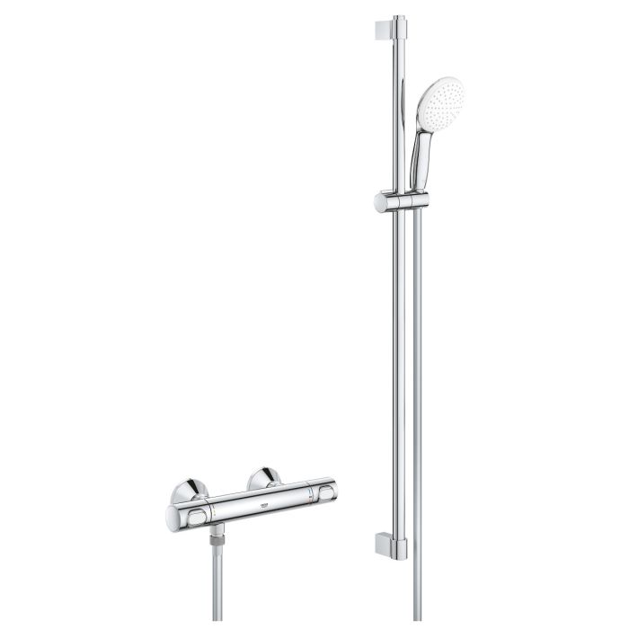 Bateria prysznicowa z termostatem GROHE GROHTHERM 500 DN15 chrom słuchawka prysznicowa ze strumieniem Rain i drążkiem prysznicowym w zestawie,bateria prysznicowa | 34797001