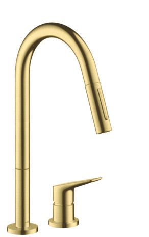 Bateria kuchenna stojąca HANSGROHE Axor Citterio M 1-uchwytowa 2-otworowa mosiądz szczotkowany z wyciąganą wylewką | 34822950