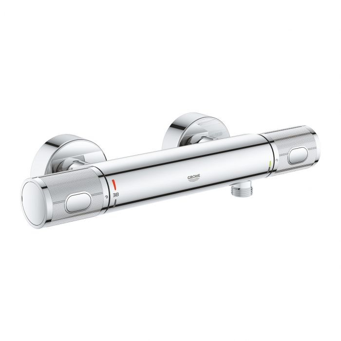 Grohtherm 1000 Performance bateria prysznicowa ścienna termostatyczna 2-uchwytowa 2-otworowa DN 15 chrom CoolTouch, Long-Life Shine, SafeStop, SafeStop Plus, TurboStat, ProGrip, EcoButton, EcoJoy