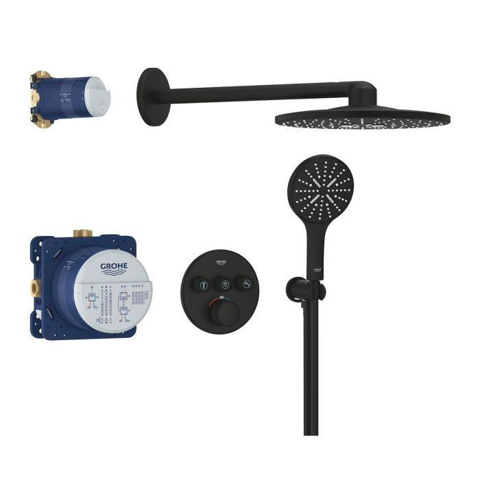 Zestaw prysznicowy podtynkowy z deszczownicą Rainshower SmartActive 310 GROHE Grohtherm SmartControl phantom black  | 34863KF0