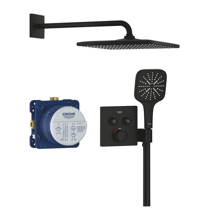 Zestaw prysznicowy podtynkowy z deszczownicą Rainshower Mono 310 Cube GROHE Grohtherm SmartControl phantom black | 34865KF0