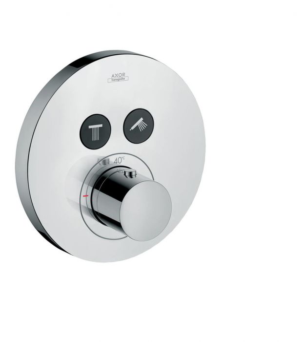 Bateria prysznicowa montaż podtynkowy termostatyczna HANSGROHE Axor ShowerSelect Round do 2 odbiorników czarny chrom szczotkowany | 36723340