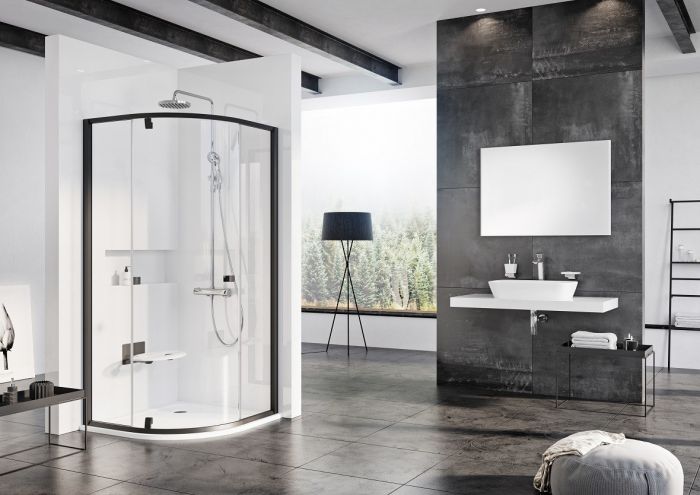 Kabina półokrągły RAVAK Pivot PSKK3-100 1000 x 1900 mm czarna szkło hartowane transparent bez powłoki | 376AA300Z1