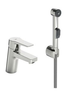 Bateria umywalkowa ORAS TWISTA 1-uchwytowa 1-otworowa chrom zawiera: rączka natryskowa, uchwyt ścienny, wąż natryskowy 1,5 m | 3812F