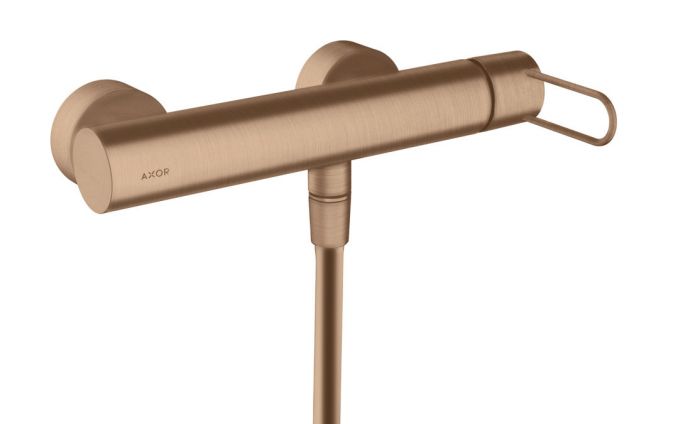 Bateria prysznicowa natynkowa HANSGROHE Axor Uno 1-uchwytowa 2-otworowa czerwone złoto szczotkowane w komplecie: rozety z metalu | 38621310