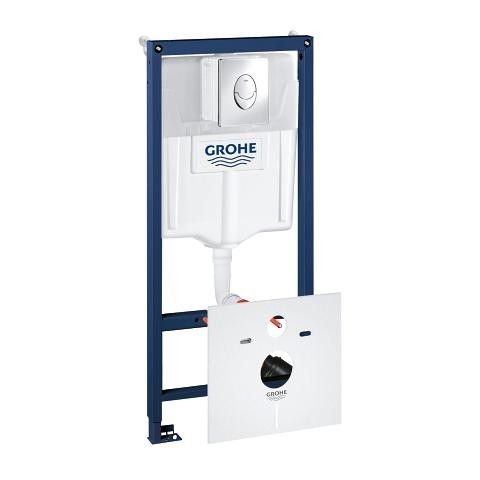 Zestaw WC podtynkowy ze stelażem GROHE Rapid SL 500 x 1130 mm zawiera: Rapid SL do WC ściennego, płytka spłukująca, kątownik ścienny, WC z zestawem spłukującym | 38750001
