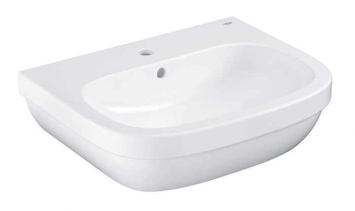 Umywalka ceramiczna GROHE Euro Ceramic 60 wisząca owalny z otworem z przelewem 595 x 482 mm biel alpejska | 39335000
