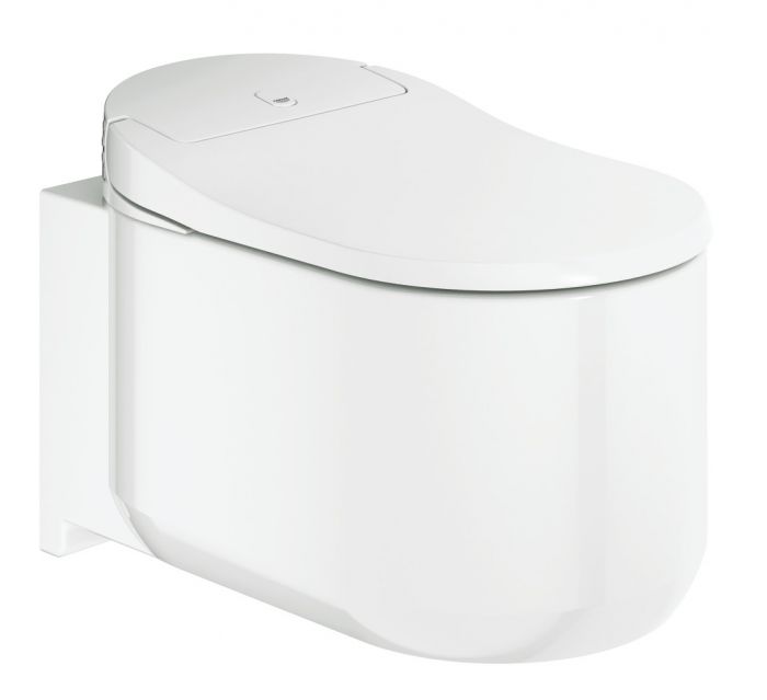 Sensia Arena toaleta AquaCeramic myjąca 37.5 x 60 x 45.9 cm biel alpejska z powłoką antybakteryjną Power Flush, Skin Clean, PlasmaCluster z deską i pokrywą z funkcją automatycznego otwierania i zamykania w komplecie