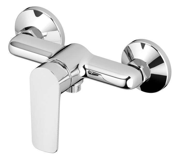 Bateria prysznicowa natynkowa BRASS & FITTINGS VITALLE LAGO 1-uchwytowa 2-otworowa mosiężna chrom w komplecie z baterią umywalkową stojącą 1-uchwytową bez korka  | 3950301150+3950301300