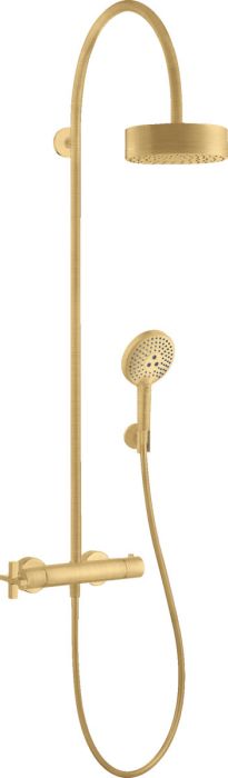 Komplet prysznicowy termostatyczny HANSGROHE Axor Citterio Showerpipe 800 DN 15 złoty optyczny szczotkowany w komplecie: głowica prysznicowa 180 mm, główka prysznicowa, bateria termostatyczna, wąż prysznicowy, uchwyt prysznicowy, ramię 444 mm  | 39670250
