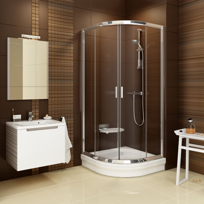 Kabina 4-częściowa półokrągły RAVAK Blix BLCP4-90 900 x 1900 mm satin szkło hartowane Antical bez powłoki | 3B270U00Z1