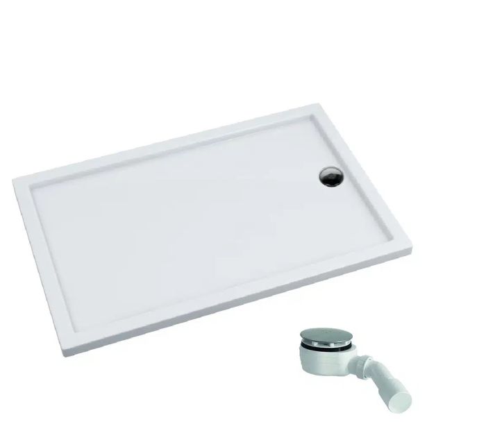 Brodzik prostokątny akrylowy 80 x 100 x 4.5 SCHEDPOL Corrina New syfon w komplecie | 34936