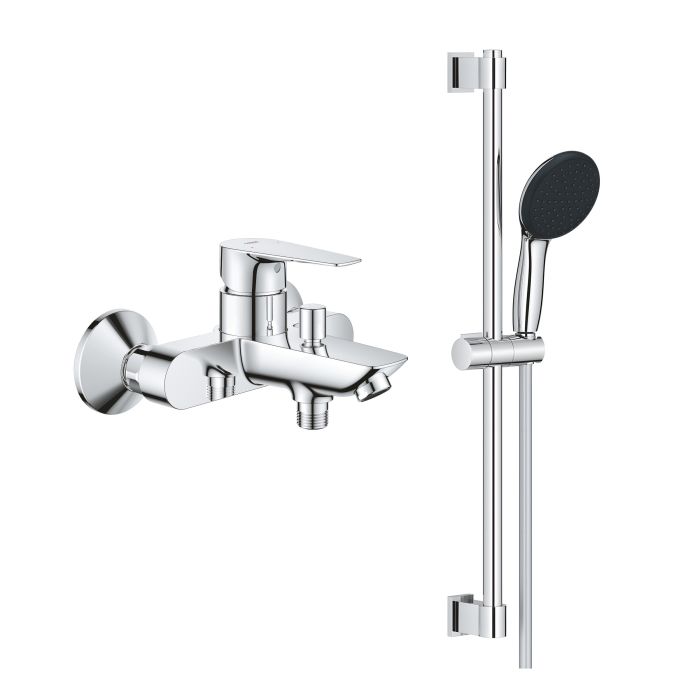 Zestaw natynkowy GROHE chrom z baterią wannową i zestawem prysznicowym (drążek, wąż, słuchawka)  | Zestaw 3