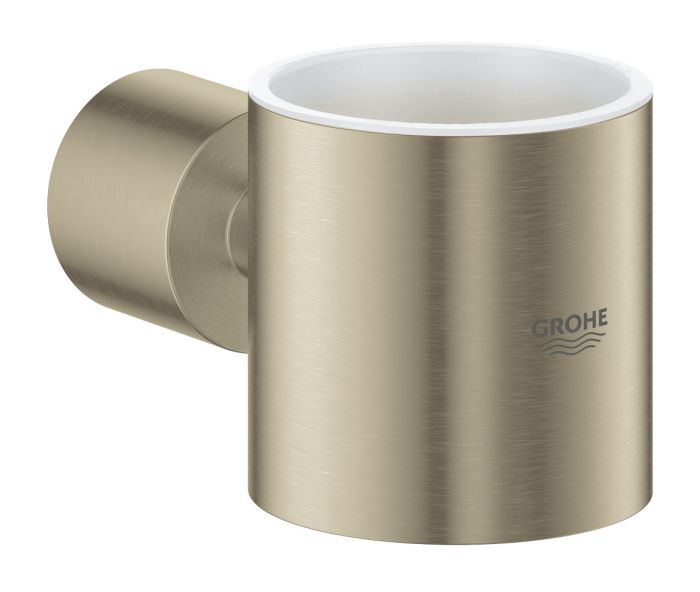 Uchwyt ścienny GROHE Atrio z ukrytym mocowaniem do szklanki Atrio (40 254 003) lub dozownika na mydło Atrio (40 306 xx3) metalowy 102 x 56 mm brushed nickel | 40304EN3