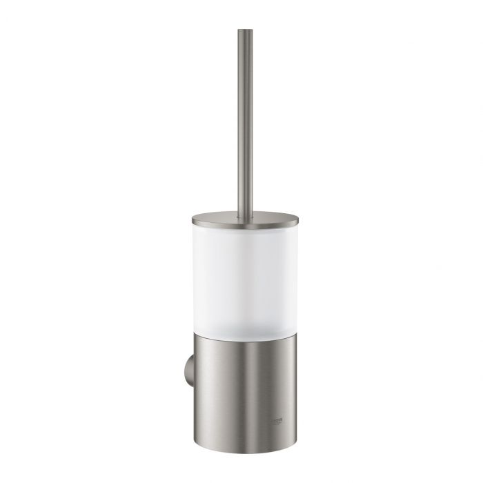 Szczotka toaletowa naścienna GROHE Atrio komplet, ukryte mocowanie szkło / metal 378 x 126 mm stal nierdzewna | 40314DC3