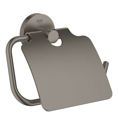Uchwyt na papier z pokrywą GROHE Essentials metalowy wysokość 119 mm brushed hard graphite | 40367AL1