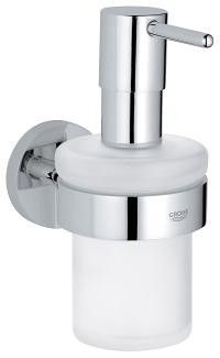Dozownik mydła GROHE Essentials Cube z uchwytem chrom w komplecie: uchwyt (40369001), dozownik (40394001) | 40448001