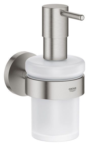 Dozownik mydła GROHE Essentials Cube z uchwytem stal nierdzewna w komplecie: uchwyt (40369001), dozownik (40394001) | 40448DC1