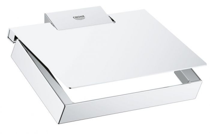 Uchwyt na papier ścienny z pokrywą GROHE Selection Cube ukryte mocowania metal 145 x 95 mm chrom | 40781000